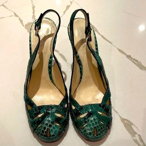 PRADA GREEN SNAKE HEELS SZ 39